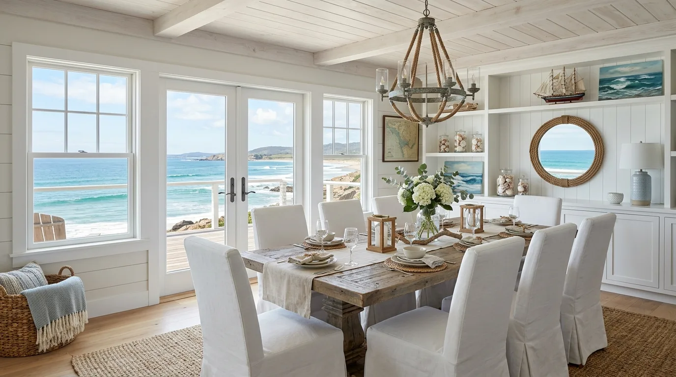 Choose softer furniture shapes for comfort inspiration for a coastal interior.